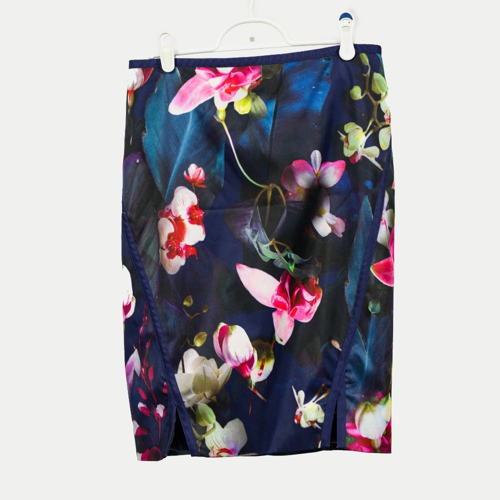 Ted Baker Grettia Navy Floral Pencil Skirt